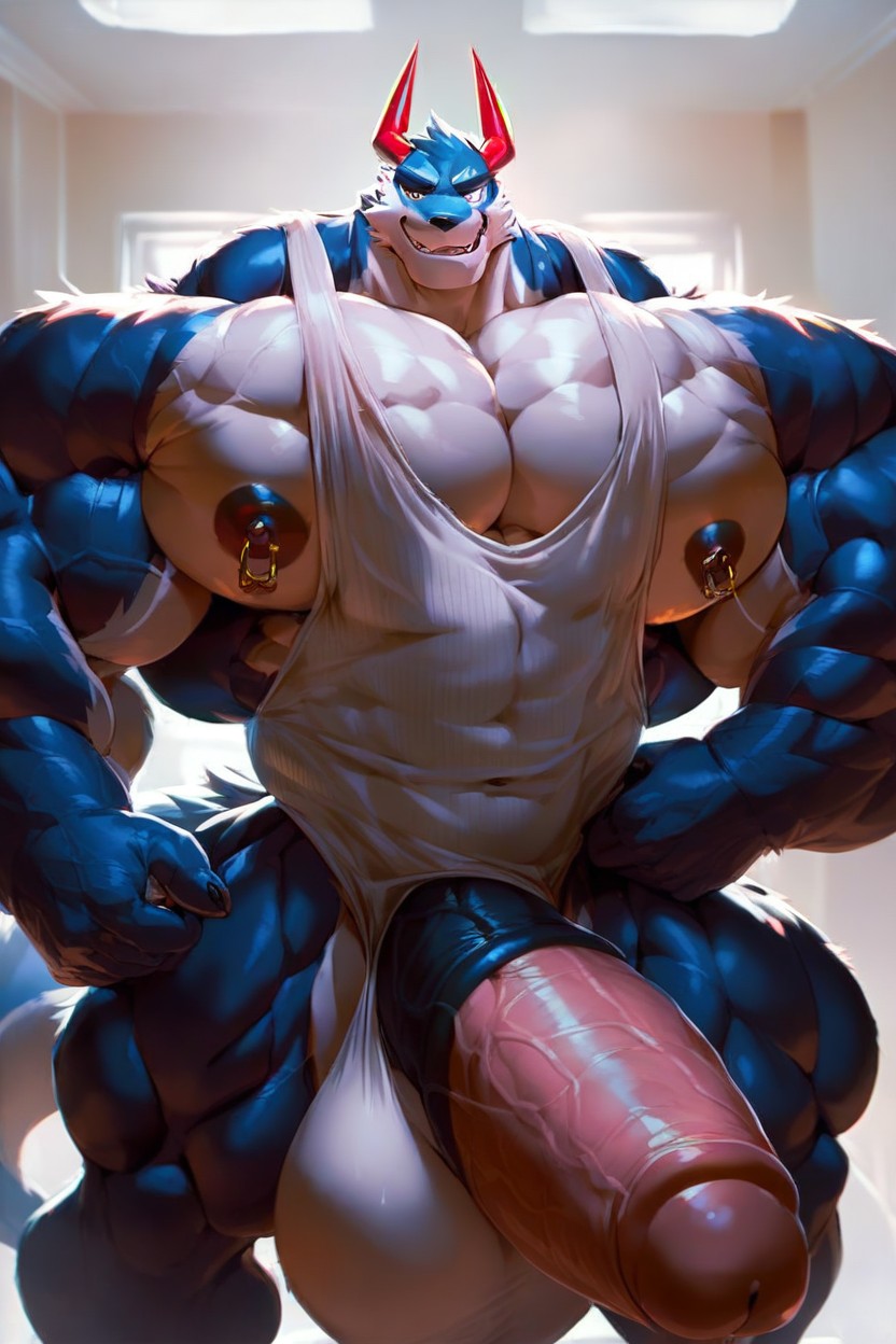 Extreme Cock, Cock Bigger Than Body, Huge Genitals Under Clothes Furry AI Porn
