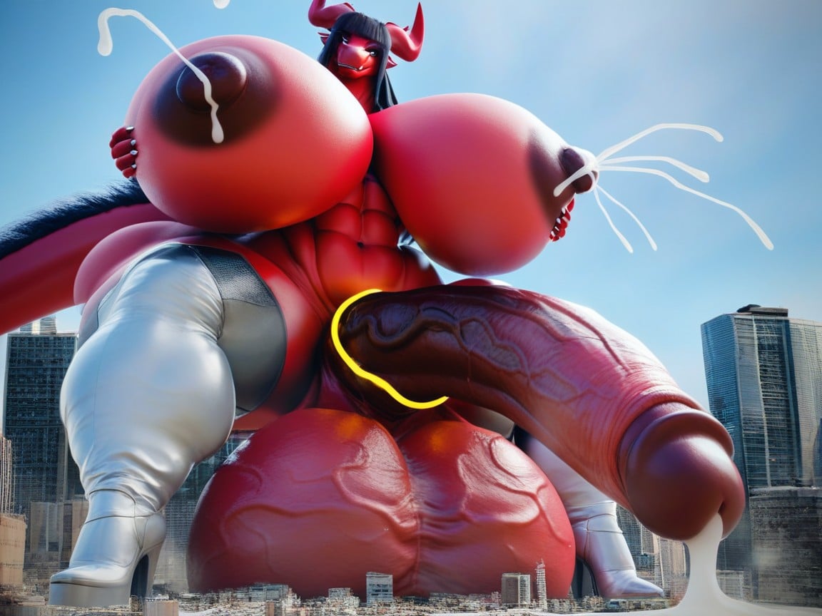 Gigantic Testicles, Horns, Macro Furry AI Porn
