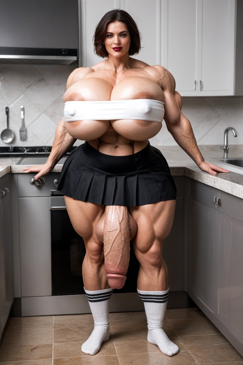 Burly Body, Huge Erected Nipples, 18+ Shemale AI Porn
