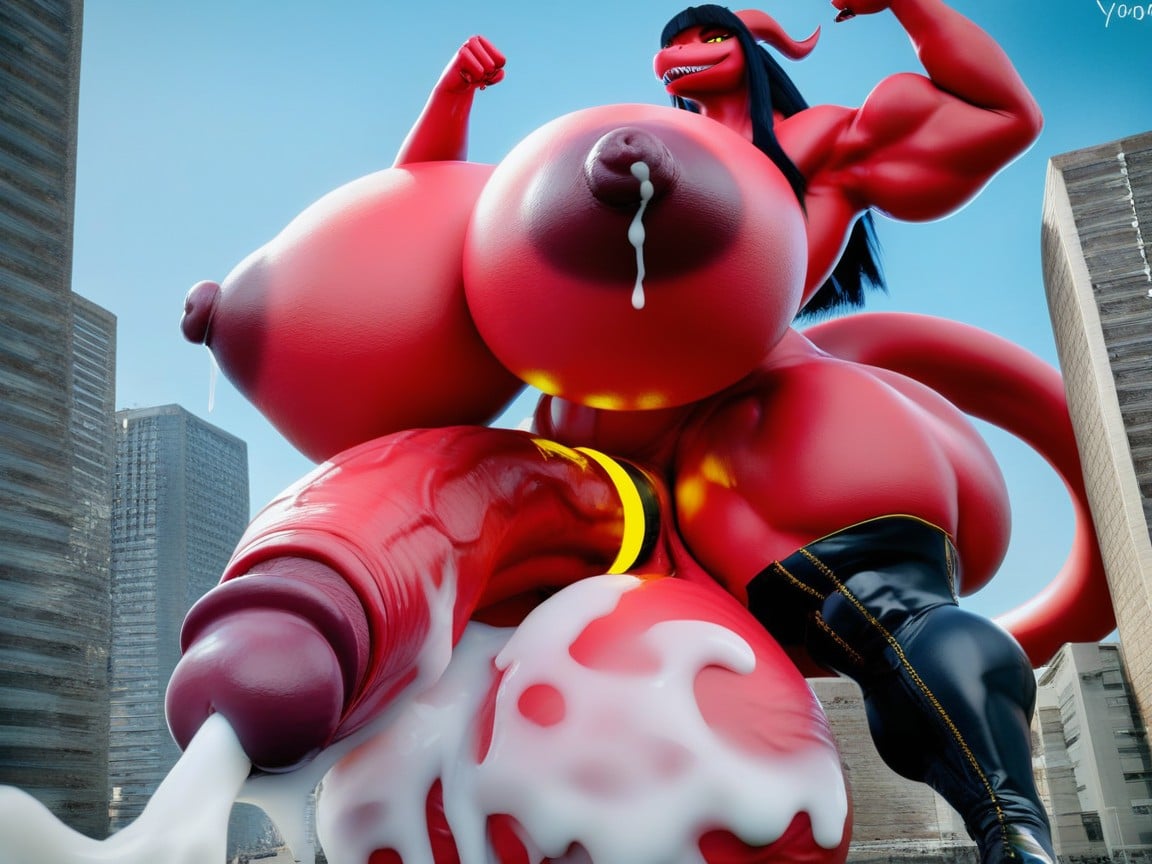Massive Testicles, Futanari With Erect Penis, 18+ Furry AI Porn