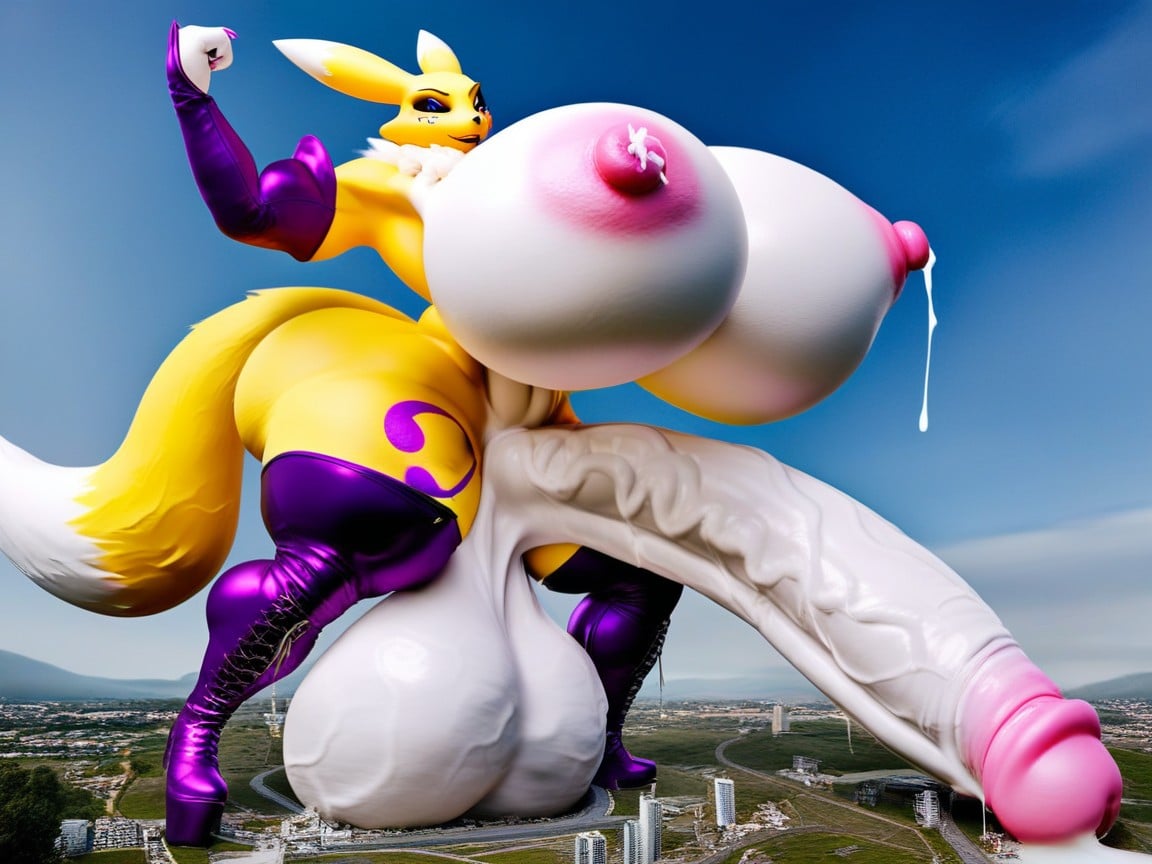 Huge Balls, Giantess, Renamon Furry AI Porn
