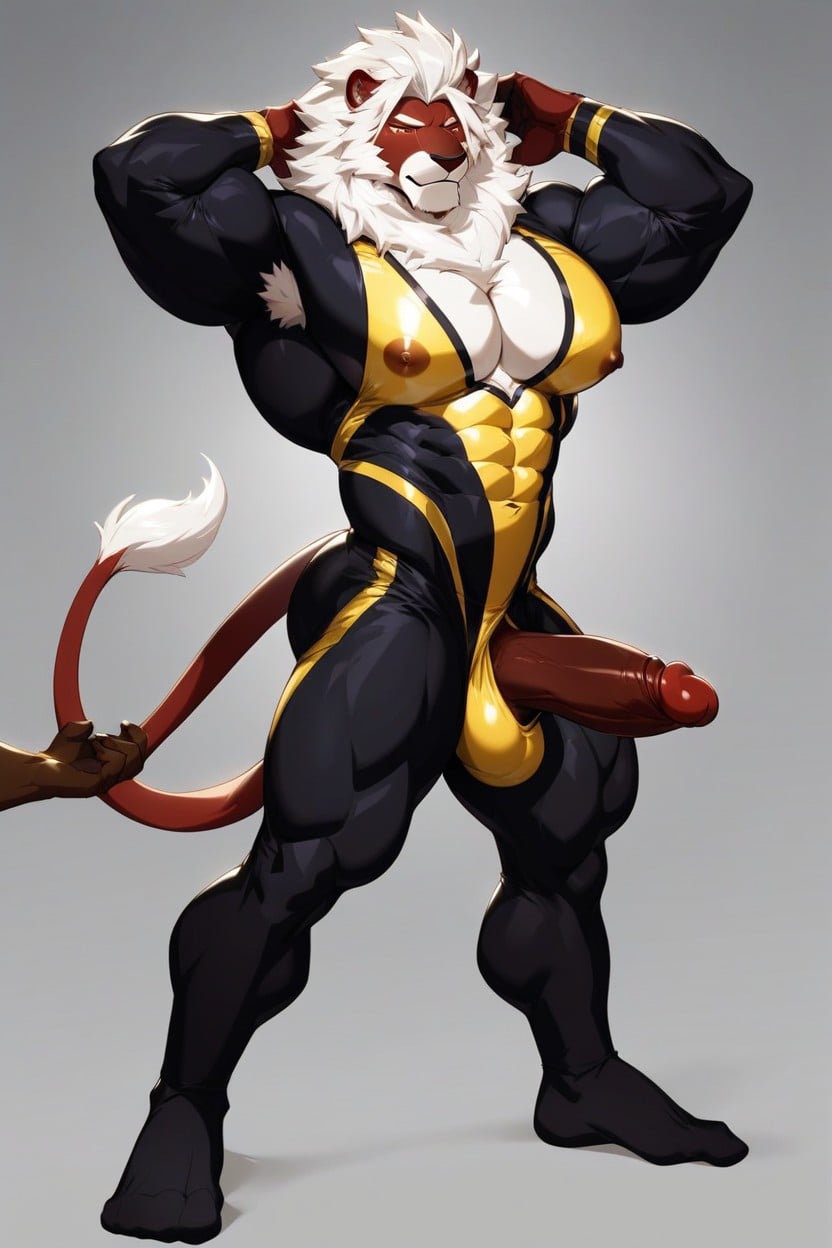 Gay, Handsome Lion, Hero Suit Furry AI Porn