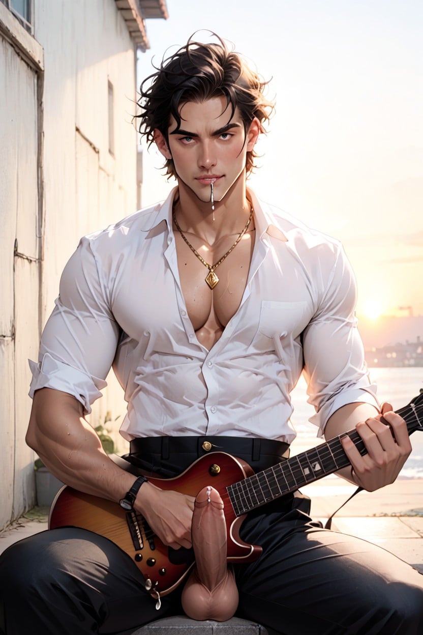 Black Hair, Messy Shaggy Hair, Cinematic Lighting AI Gay Porn