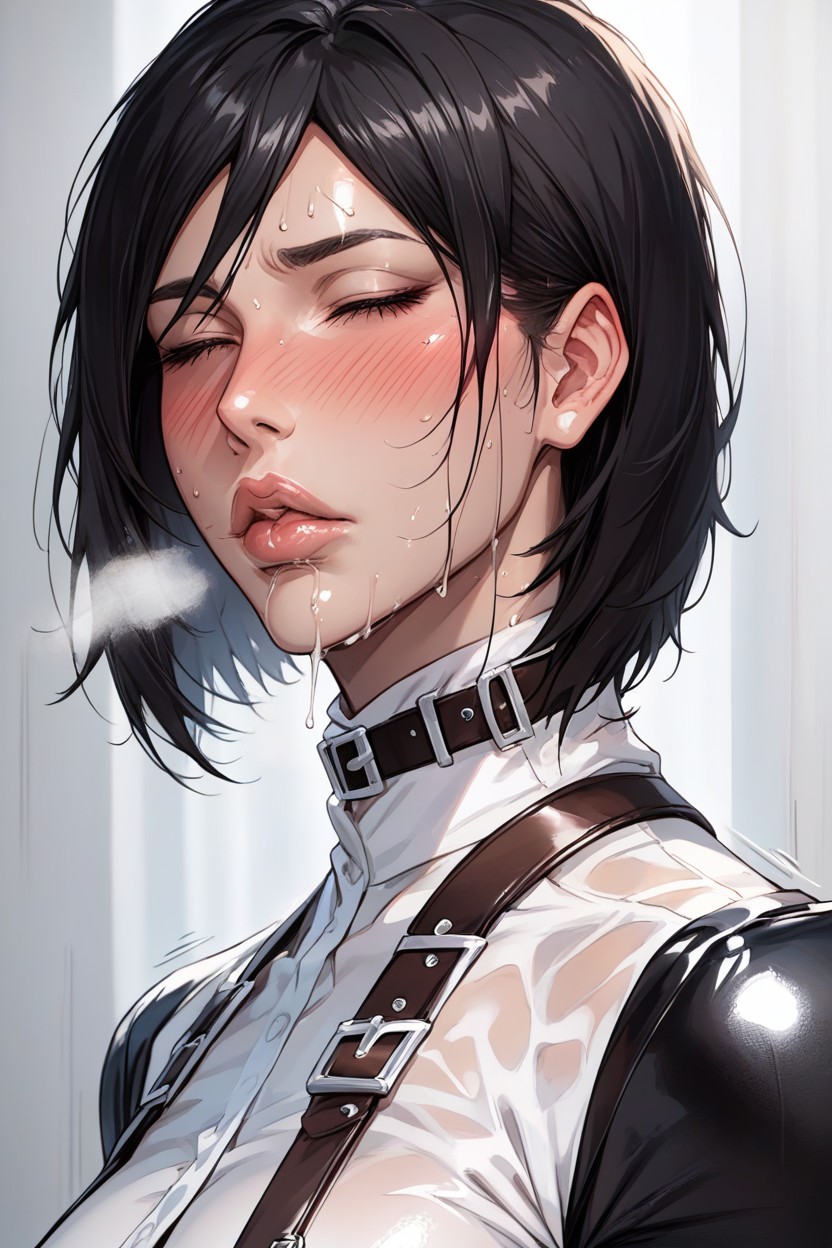 Shocked, Body Harness, Thigh High Leather Boots Hentai AI Porn