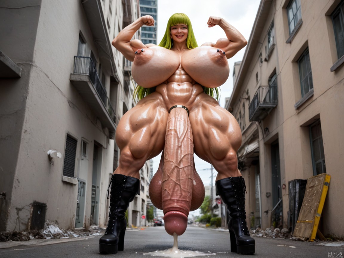 Futanari With Erect Penis, 18+, Platform High Heel Boots Shemale AI Porn