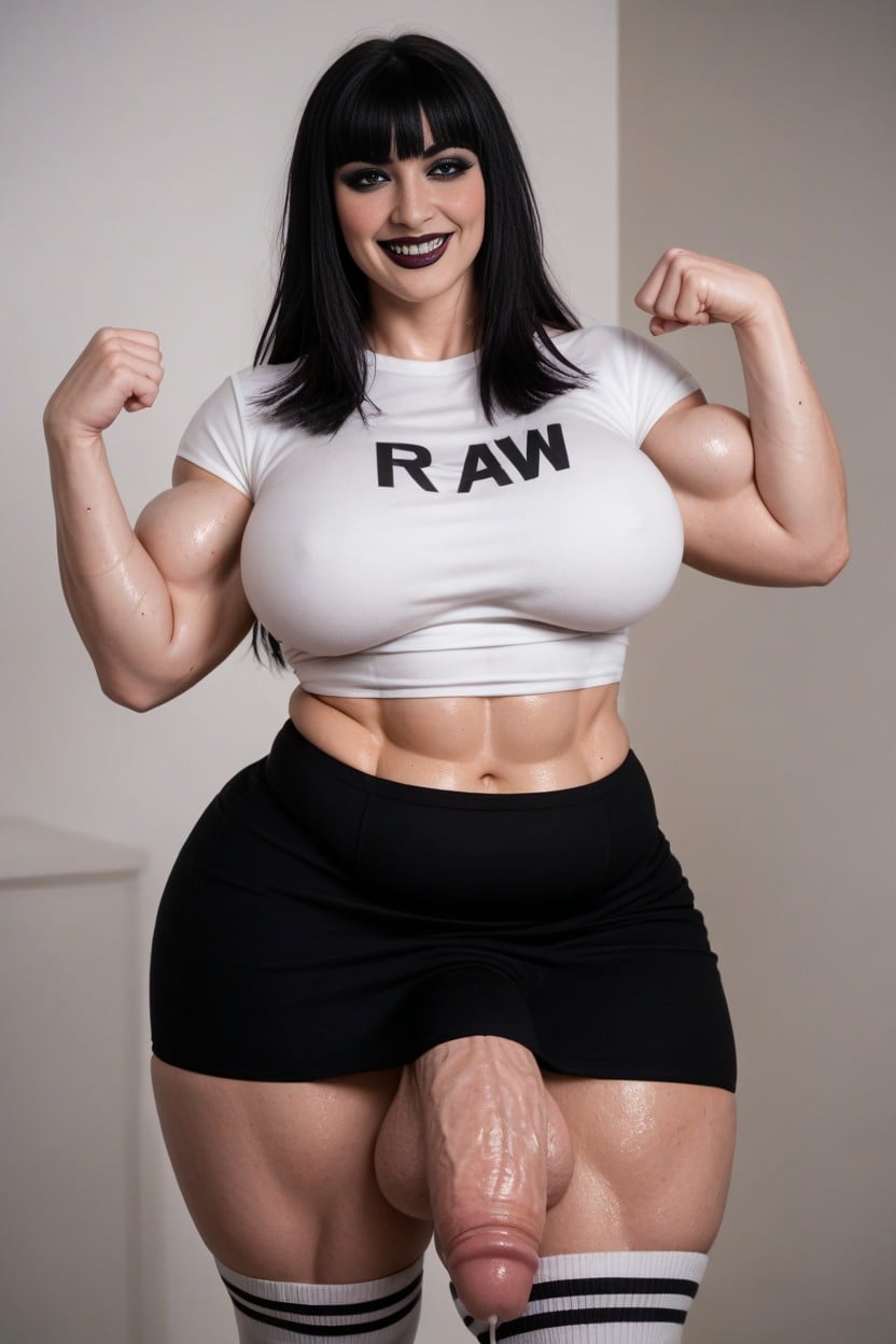 Tall Bulky Widest Amazonian Body, Hentai Mommy Shirt, Covered In Goth Tattoos AI Porn