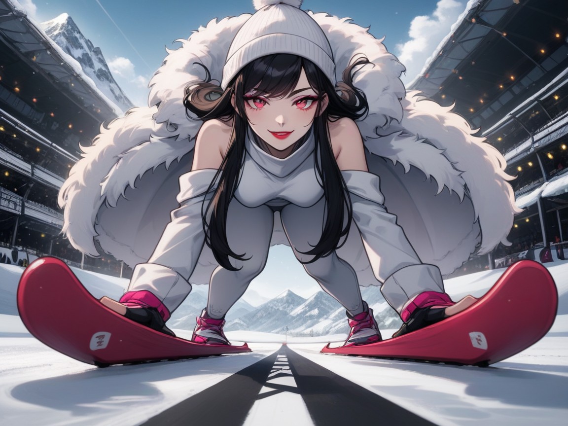 High Color Contrast, Low Breast Length, Skis On Feet Hentai AI Porn