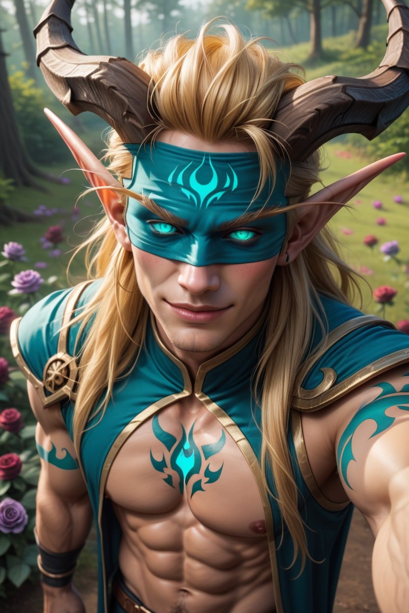 Blonde Hair, Demon Horns, Long Hair AI Gay Porn