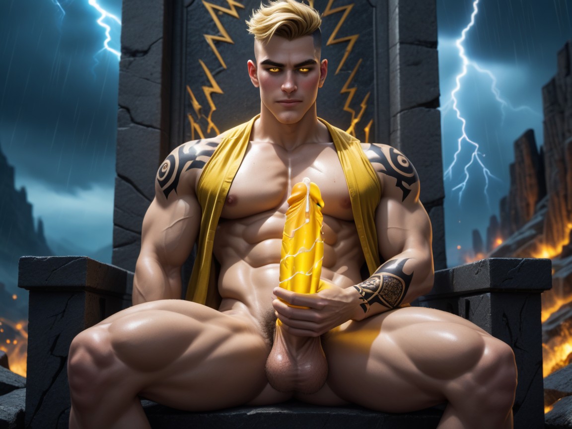 Hairy Balls, Lightning Realm, Fit Pecs AI Gay Porn