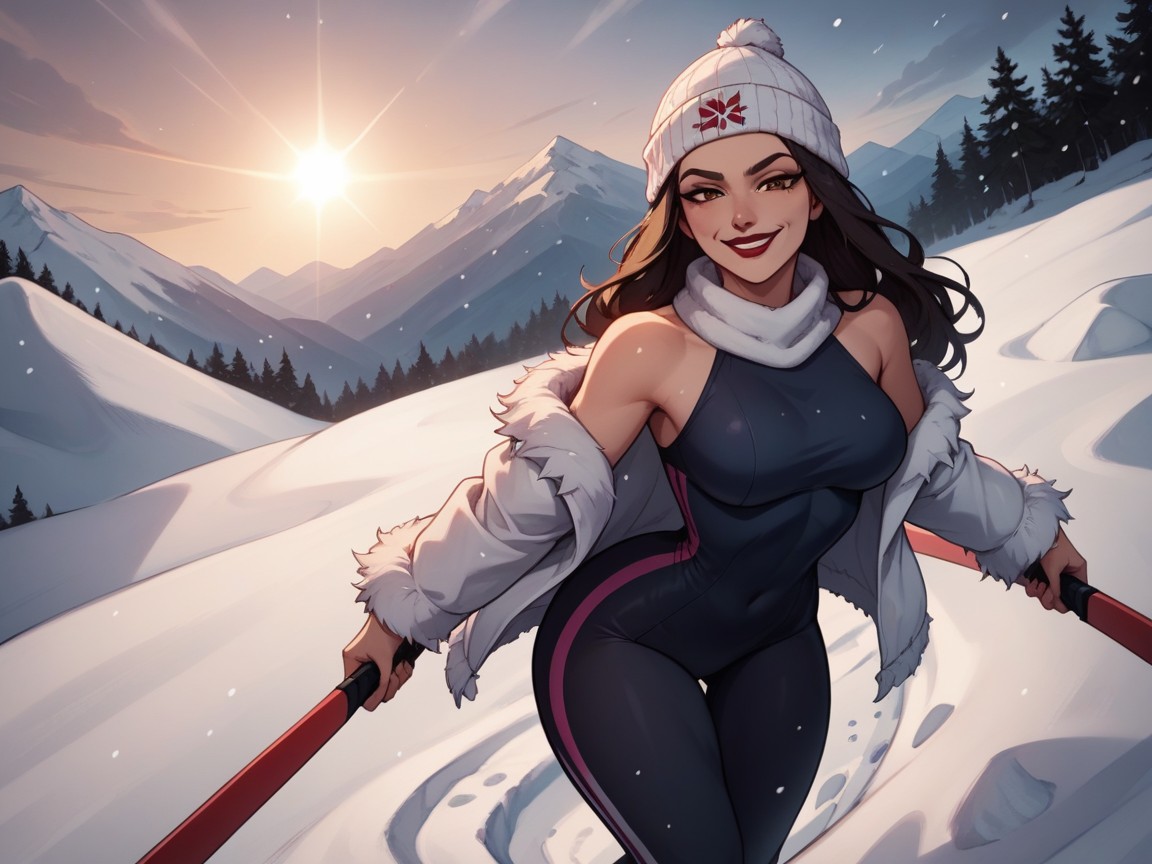 Woman Skiing, Clothes Ultra Detailed, 1 Person AI Porn