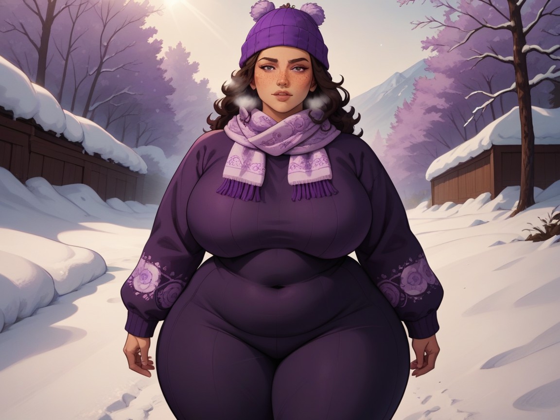 Wide Proportionate Waist, Snow Location, Rounded Torso AI Porn