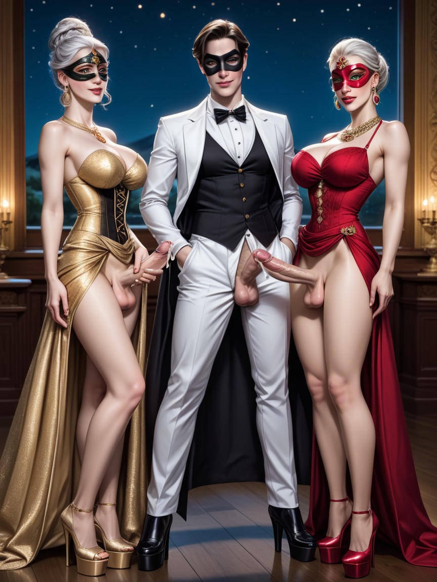 사정, Venetian Costume, 작은 가슴 쉬메일 AI 포르노