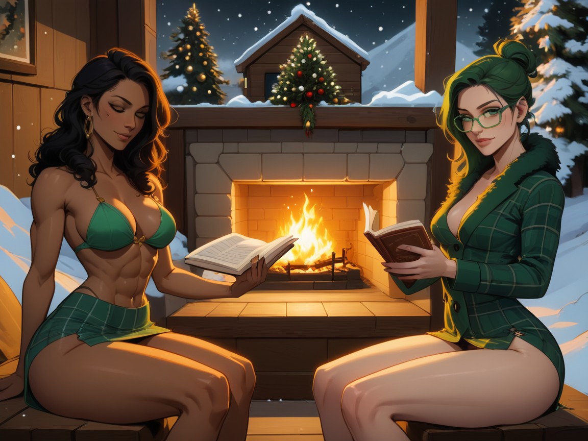 Green Hair Ribbon, Woman Reading, Dark Ebony Skin Porno latina IA