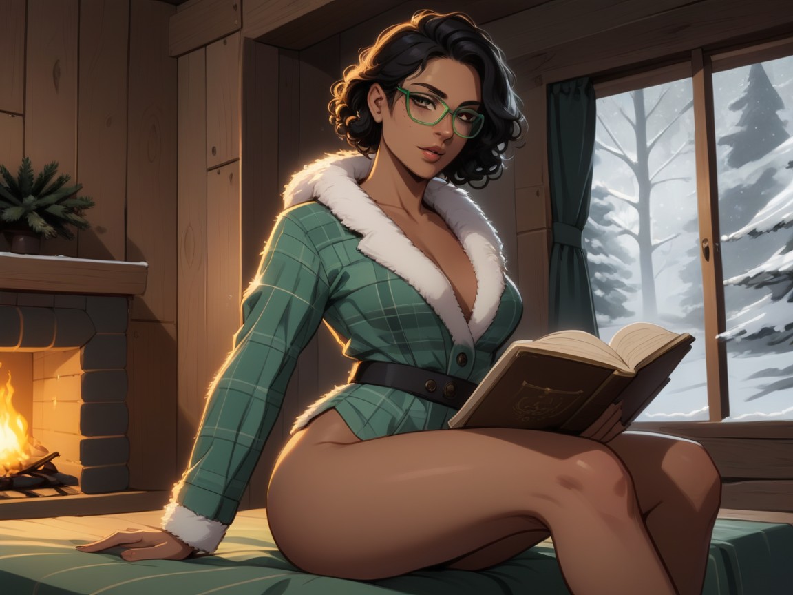 Cabin Background, Dark Ebony Skin, Chest And Hips Proportionate Porno IA Latina