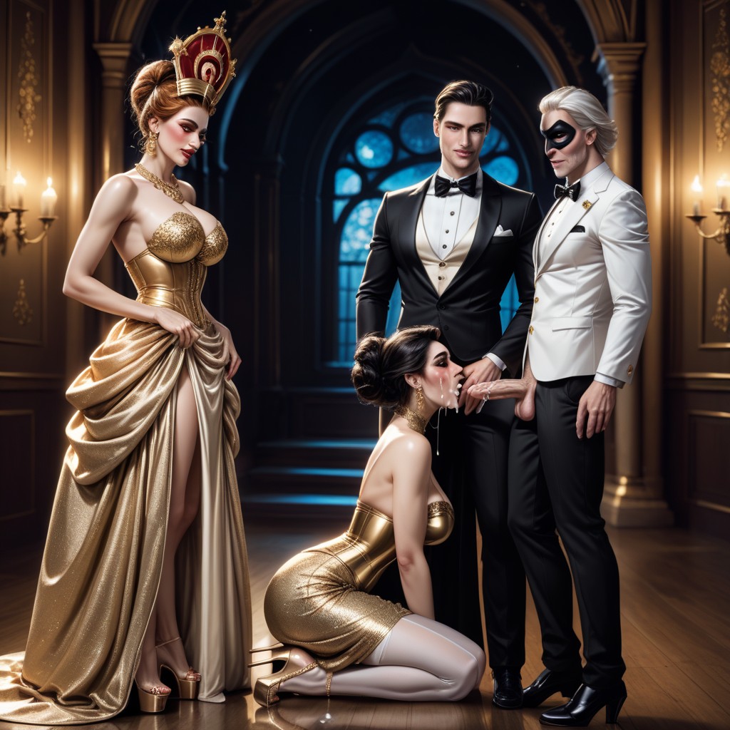 Hips, Elaborate Dress, Everybody Wearing Masks 쉬메일 AI 포르노