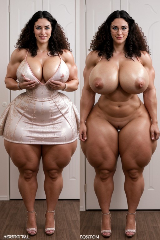 Extremely Large Ass, Muscular Striated Thighs, Black Hair AI Porn