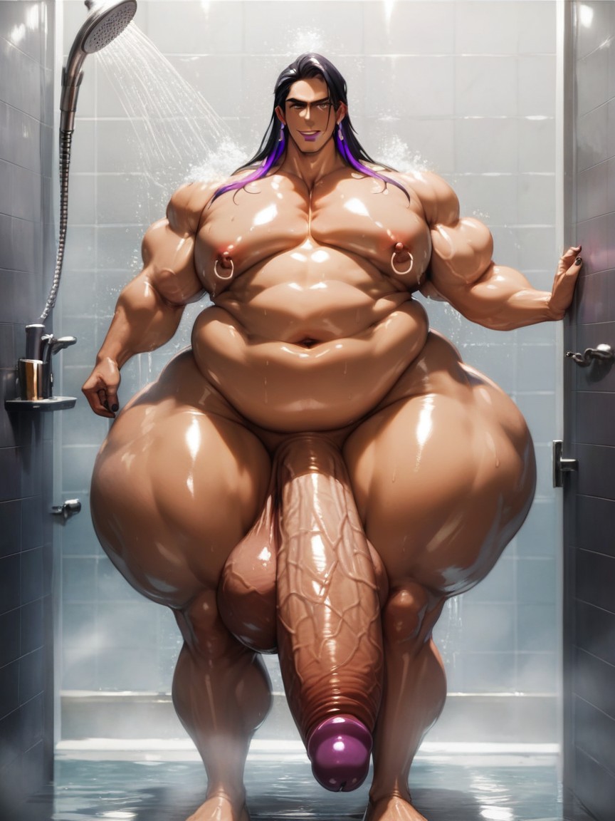 Morbidly Obese, Hyper Penis Length, Black Nail Polish AI Gay Porn