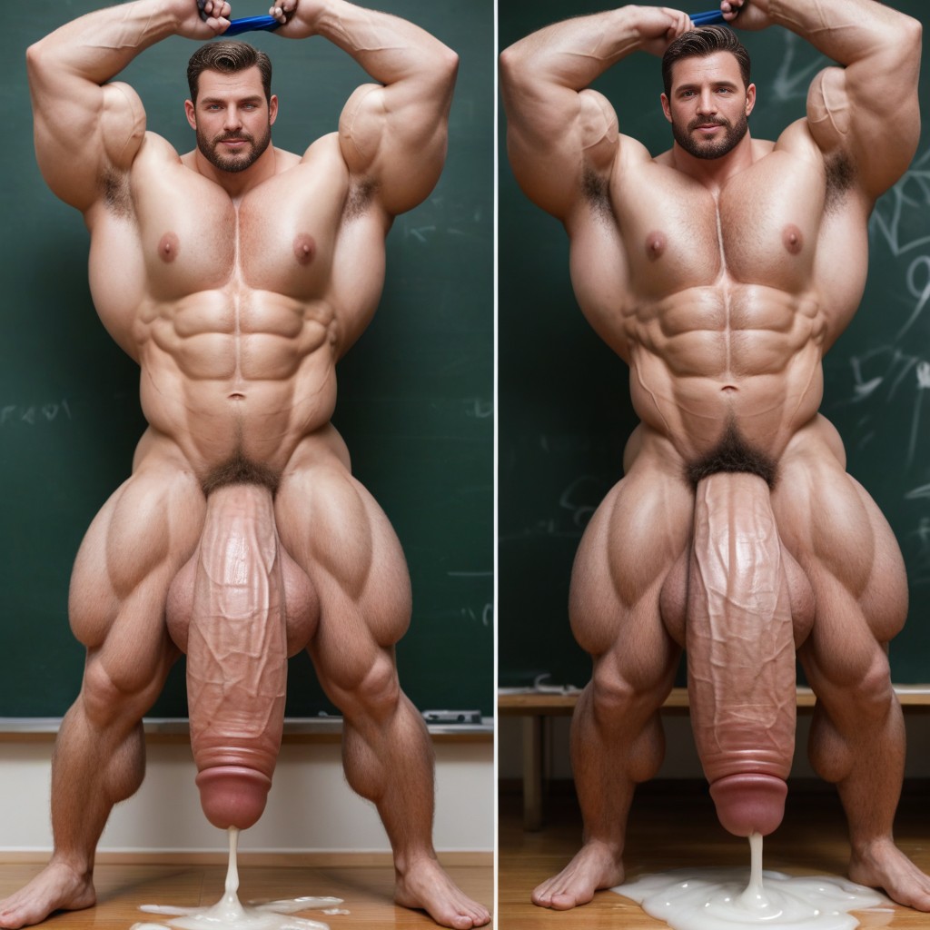 Extreme Hyper Penis, Heavy Cock, Side View AI Gay Porn