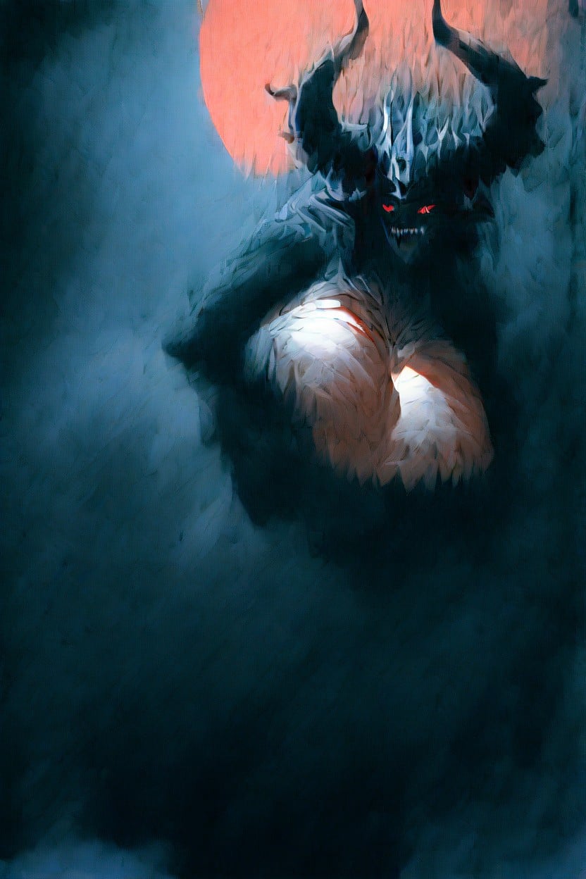 Colossal Claws, Red Eyes, Sleeveless Red Fur Coat Hentai AI Porn