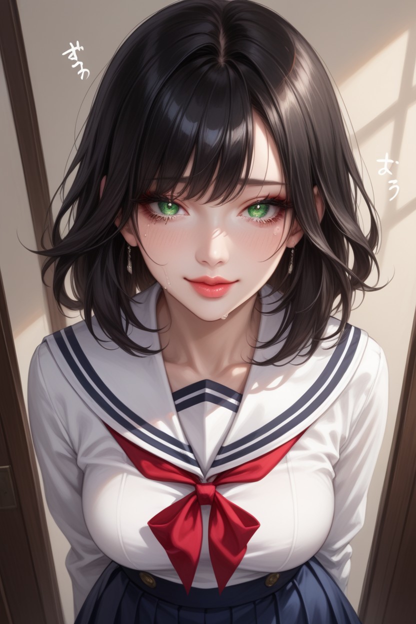 Creamy Pale Skin, Detailed Face, Bob Hair Hentai AI Porn
