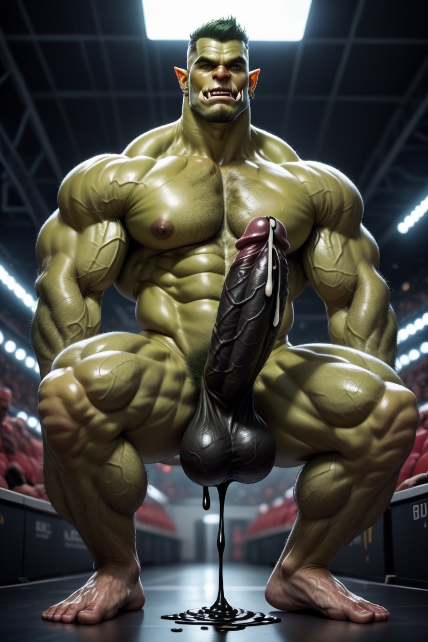 Sweat All Over Body, Unrealistic Proportions, Hairy Chest AI Gay Porn