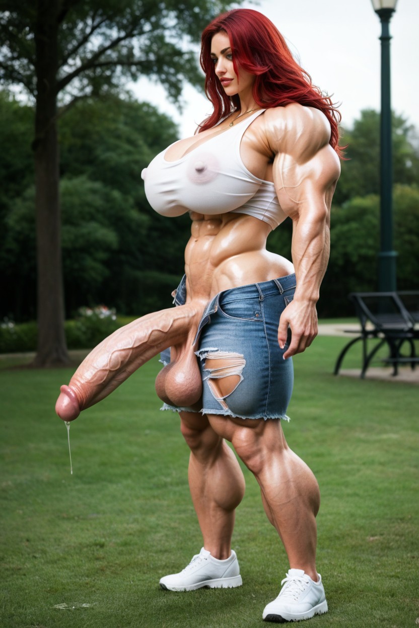 Gigantic Fake Tits, Very Feminine Hands, Jean Shorts Porno shemale IA