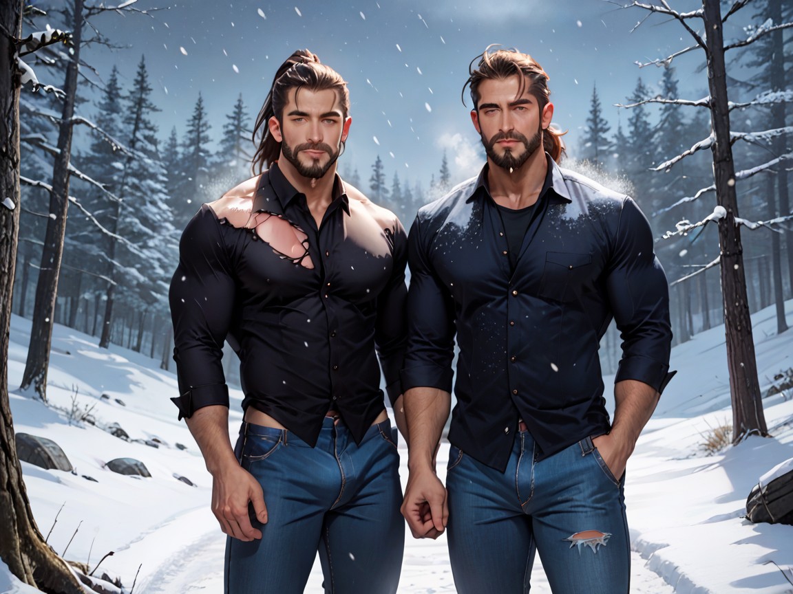 Man Beard, Break, Penis Bulge In Jeans AI Porn