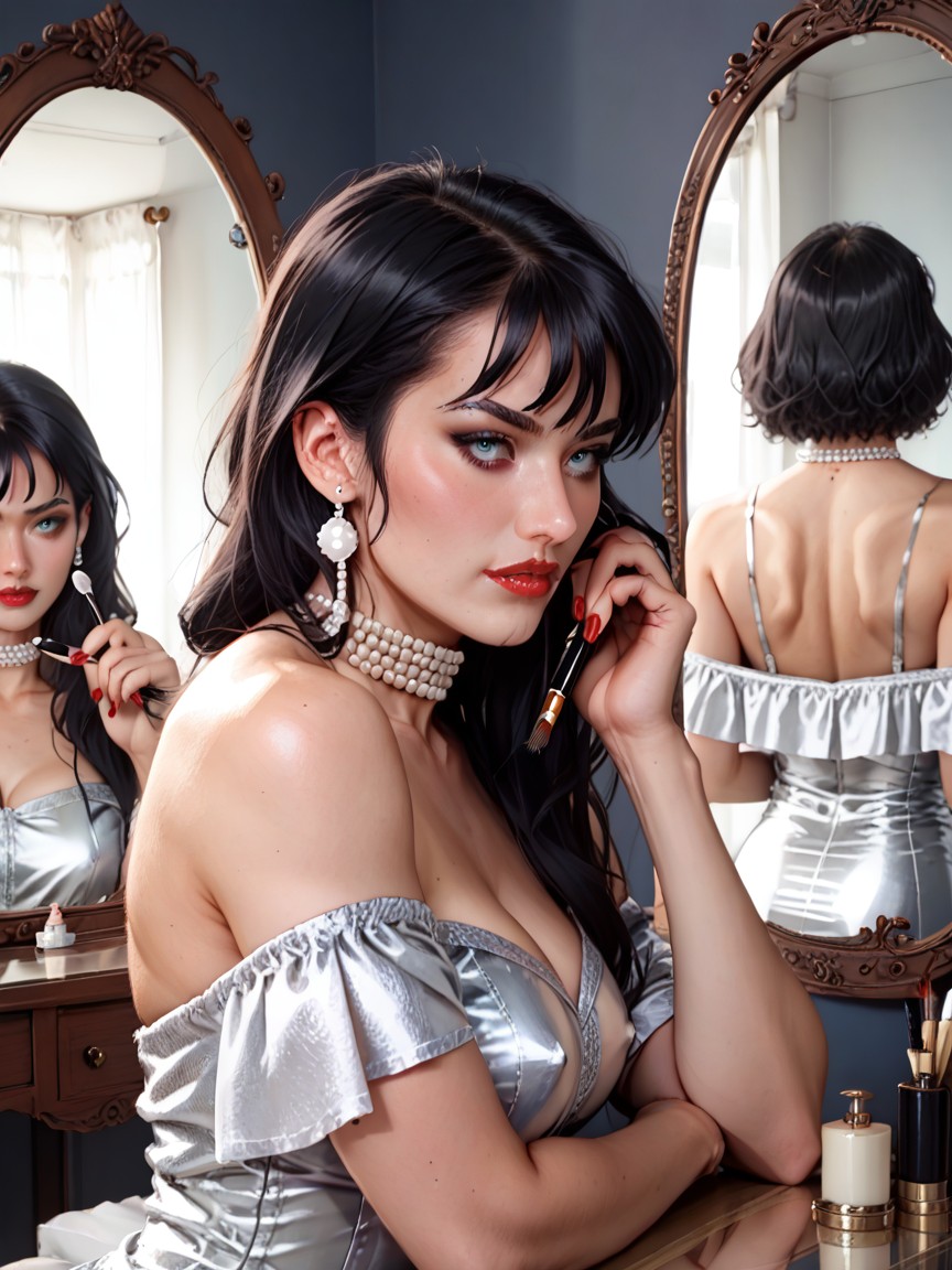 Red Lips, Black Hair, Fisheye Camera AI Porn