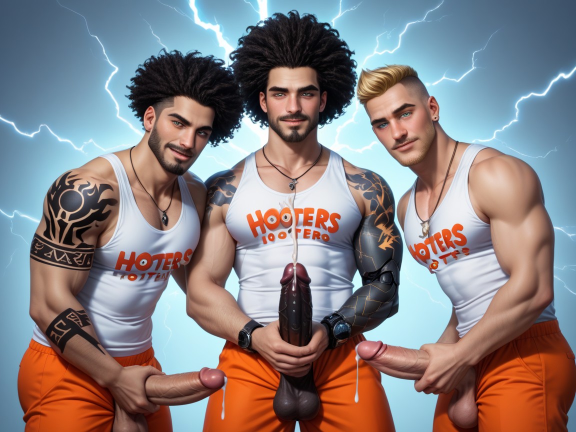 Big Cock, Fit, Fleshy Glowing Cyborg Penis AI Gay Porn