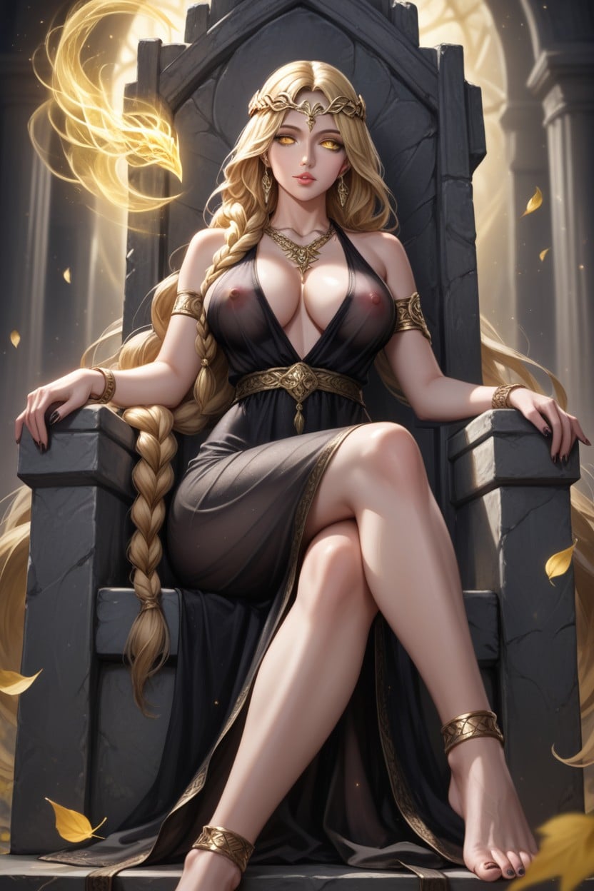 Yellow Leaves, Circlet, Parted Lips Hentai AI Porn