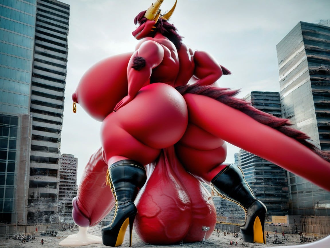 Excessive Cum, Gigantic Testicles, Macro Furry AI Porn