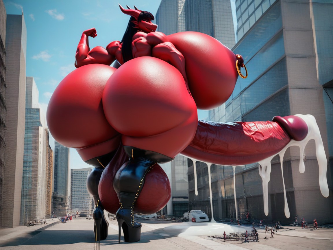 Hyper Testicles, Red Skin, Corrida Furry IA