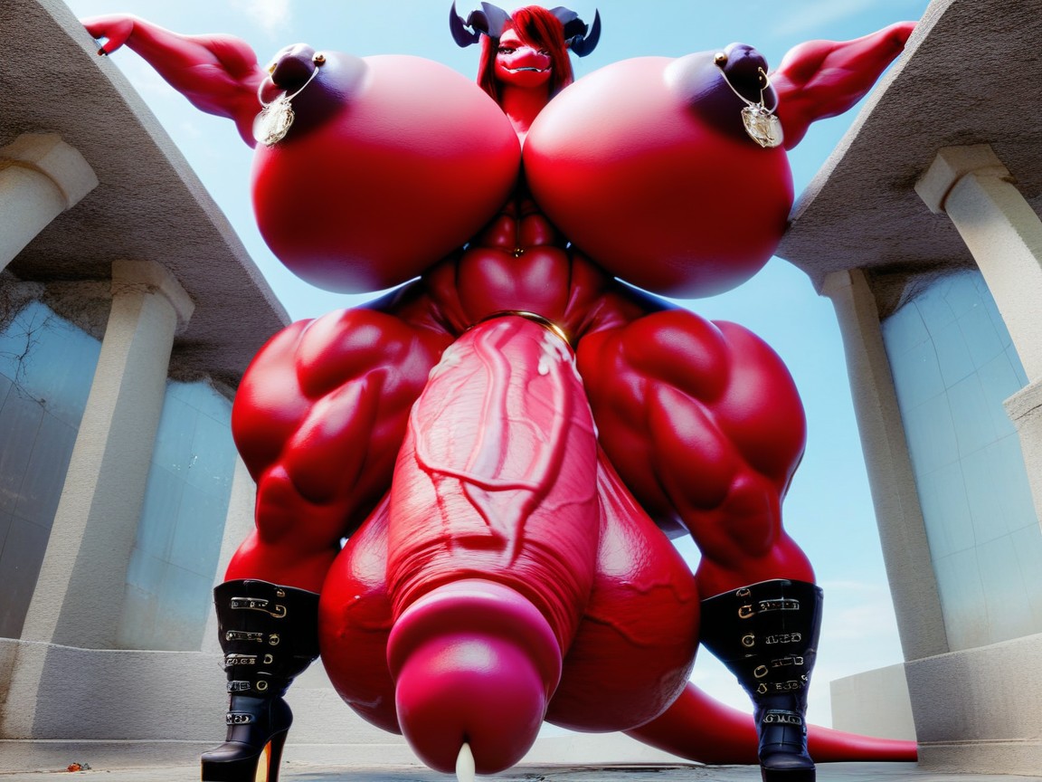 Grasping Massive Long Oversized Hyper Cock Breast, Massive Cock, Long Length Furry AI Porn