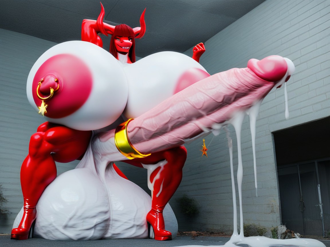Red Skin, Massive Monster Cock, Veiny Testicles Furry AI Porn