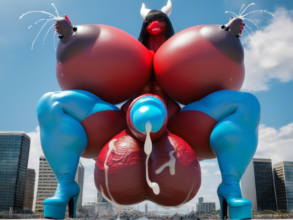 Massive Hyper Balls, Nipple Piercing, Gigantic Testicles Furry AI Porn