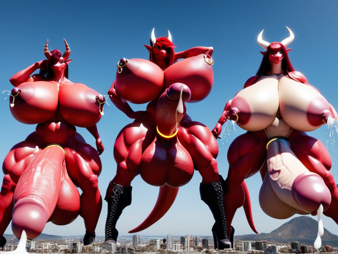 Massive Huge Swollen Balls, Nipple Piercing, Giantess Furry AI Porn