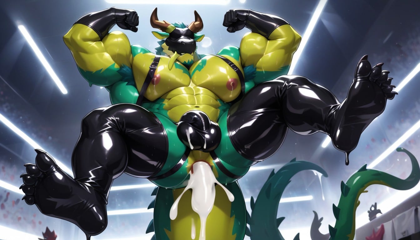 Eyes Covered With The Mask, Huge Bulky Body, Covered In Cum AI獸人黃片
