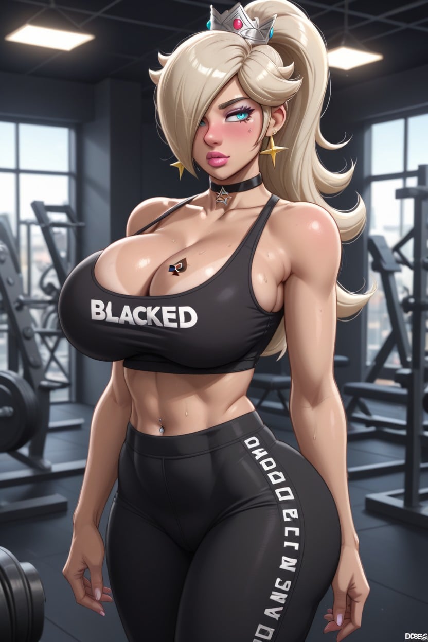 Qos Logo On Tanktop, Brazilian Butt Lift, Gym Hentai AI Porn