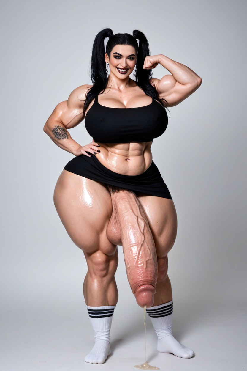 White Ankle Socks, Covered In Goth Tattoos, Standing AI Porn