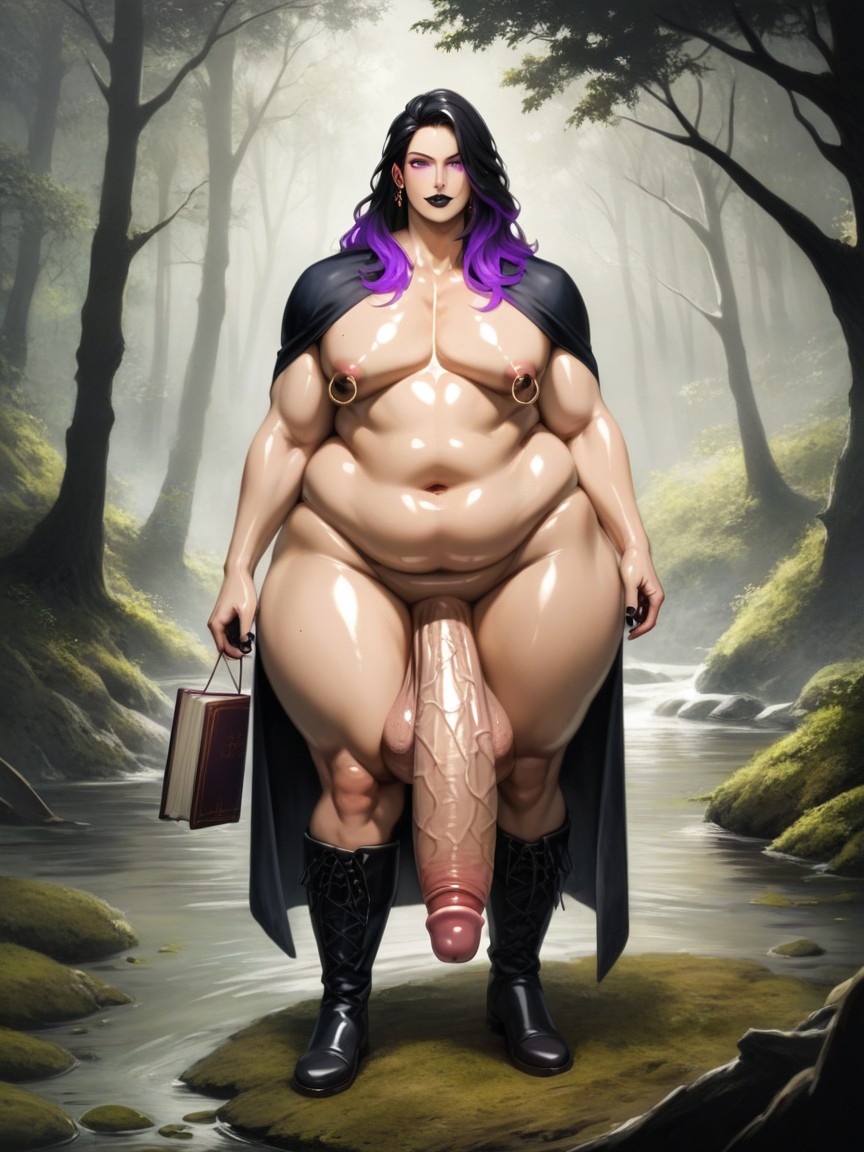 Naked, Absurdly Comically Long Penis, Curvy Body AI Gay Porn