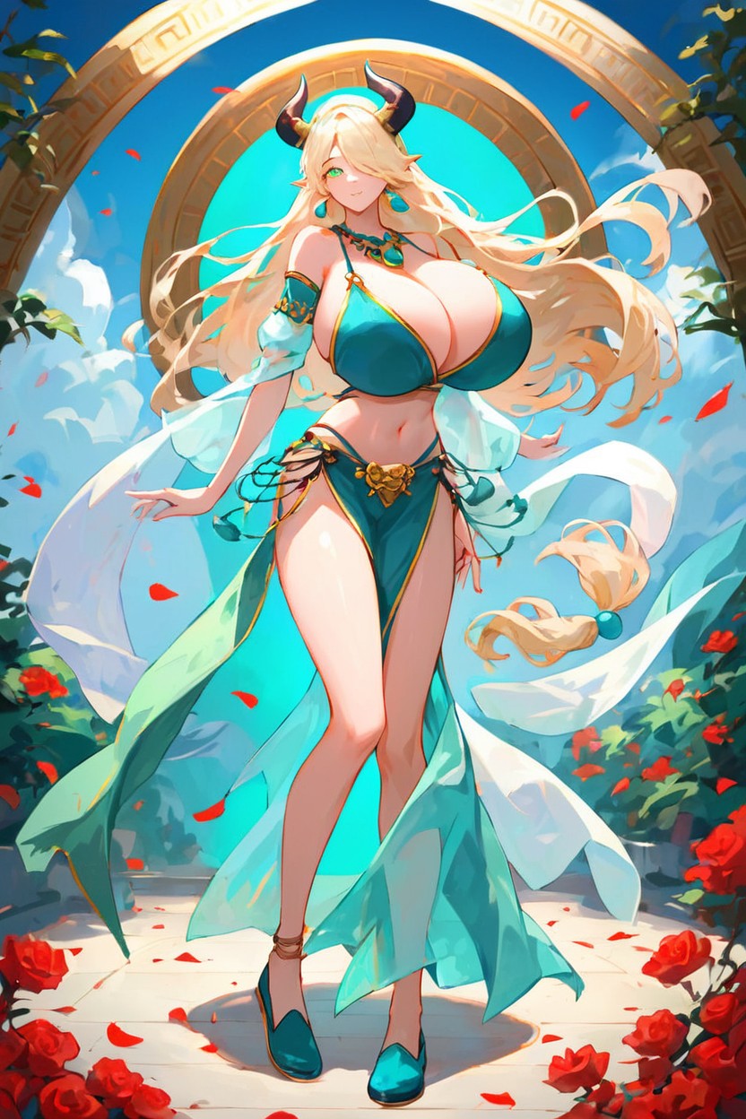 Hair Bangs Covering One Eye, Sexy, Clear Sky Hentai AI Porn