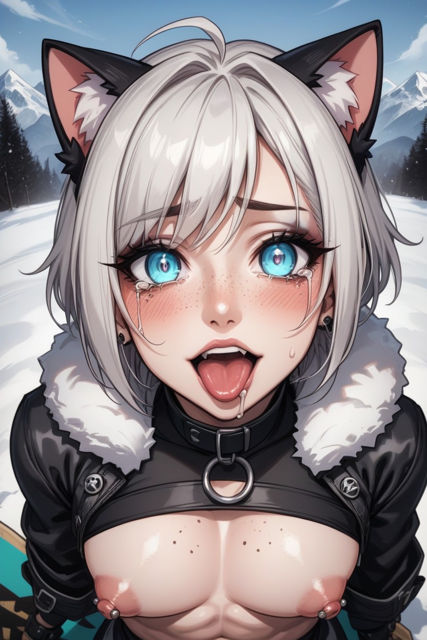 White Hair, Mountain, Puffy Areola Hentai IA