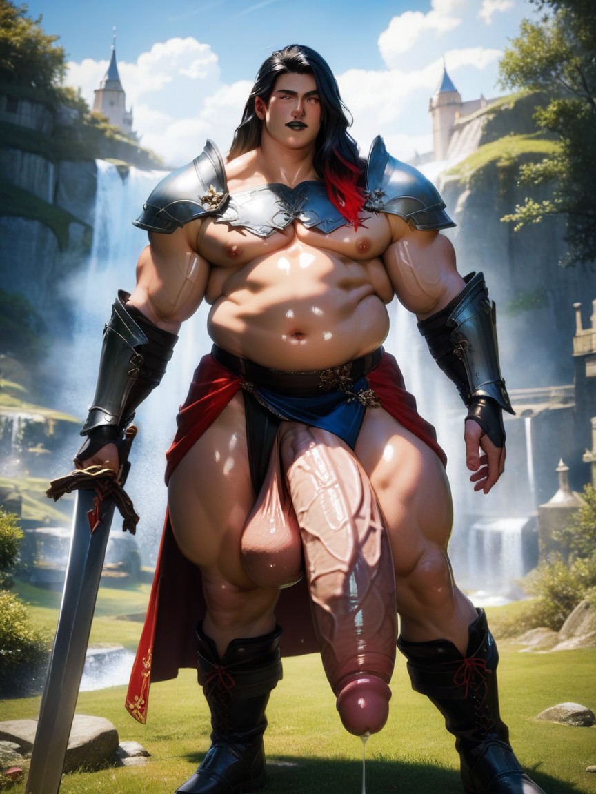 Black Boots, Hyper Penis Length, Armor Gloves AI Gay Porn