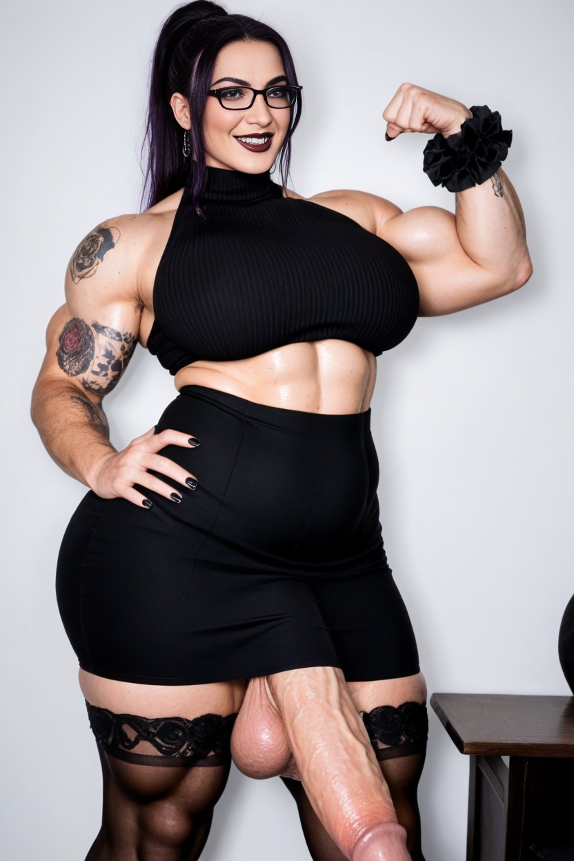 Long Black Hair, Pale Skin, Skirt AI Porn