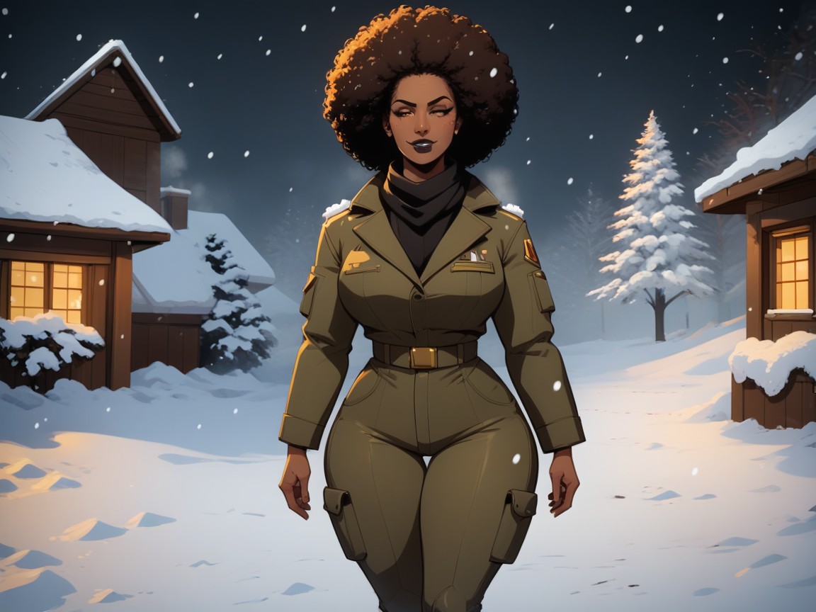 Strong Thighs, Wearing Camo Winter Clothes, Woman Building A Snowman Porno latina IA