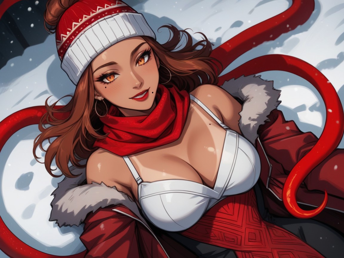 Ski Trip, Cute, Woman Making A Snow Angel Hentai AI Porn
