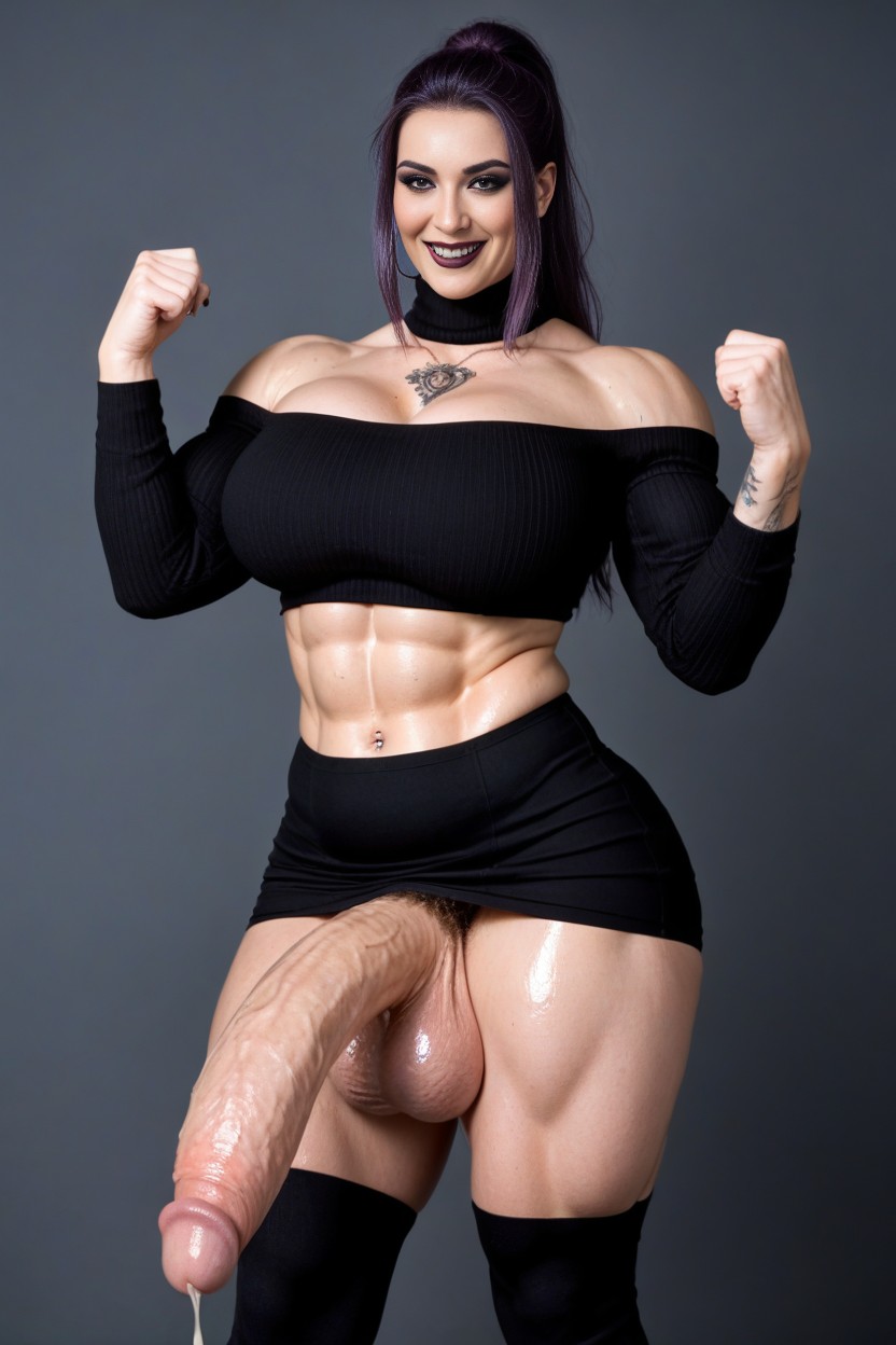 Cock Bigger Than Leg, Pale Skin, Flexing Biceps AI Porn