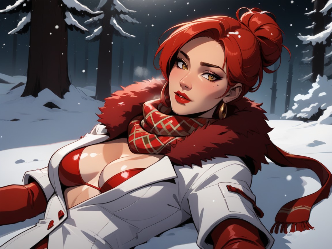 High Brightness Effects, Snow, Upturned Eyes Latina AI Porn