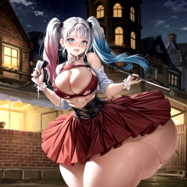 Extremely Large Ass, Absurdly Giant Breasts Are Much Bigger Then Her Mega Fat Ass, Add Detail Hentai AI Porn