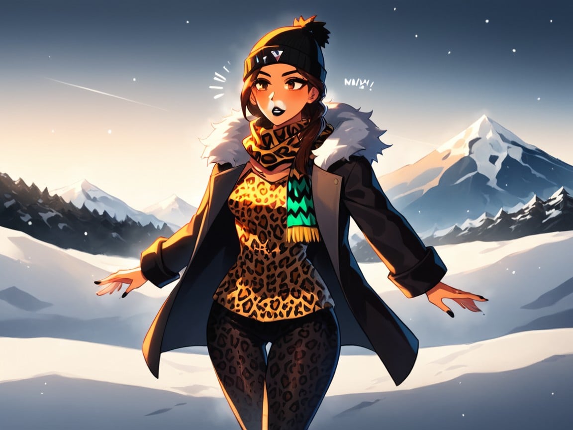 Mountain Location, Scarf, Dimly Lit Latina AI Porn